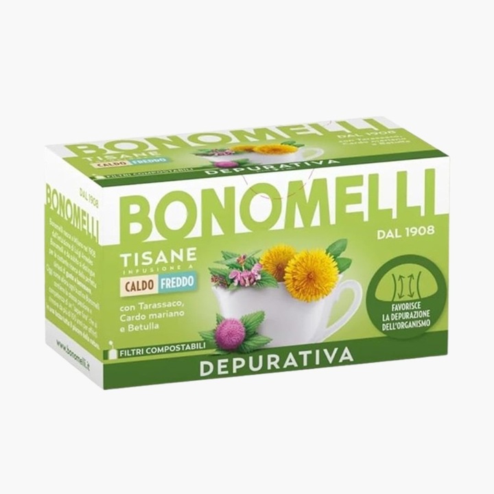 Ceai verde pentru drenarea lichidelor, 16 pliculete, Bonomelli