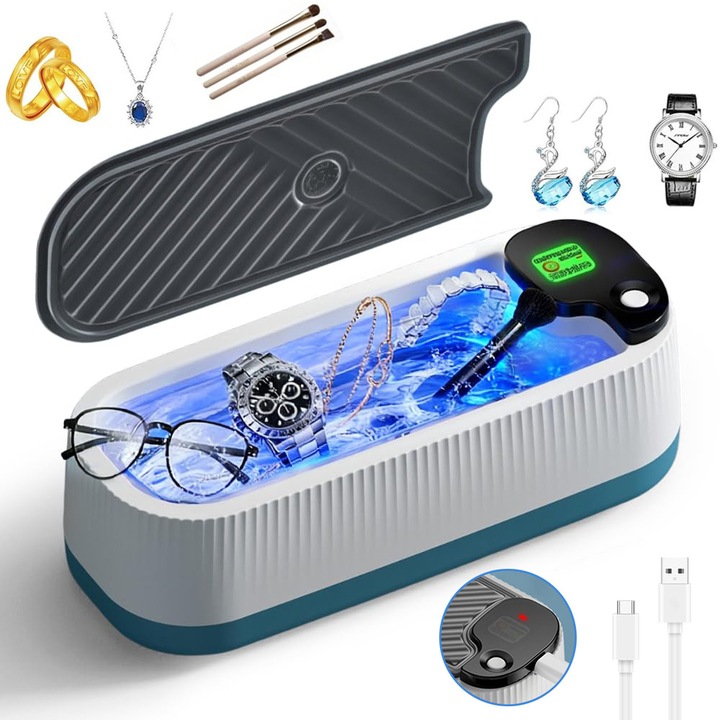 Aparat De Curatare Cu Ultrasunete De 45 kHz, 300 ml Aparat Portabil De Curatare Cu Ultrasunete, Curatator Cu Ochelari Cu 3 Moduri De Curatare Pentru Bijuterii, Inele, Ochelari De Vedere, Ceasuri
