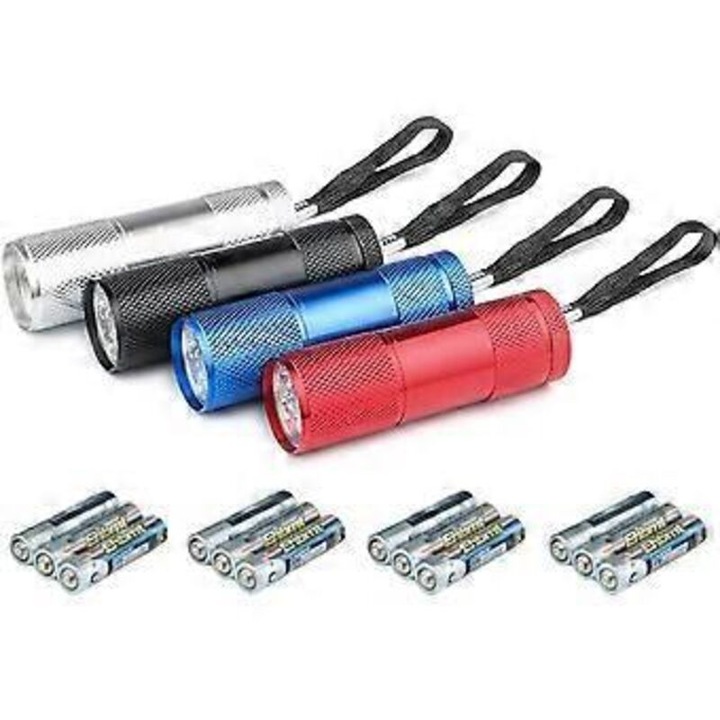 Set 4 lanterne LED mini, multicolor, compacte, rezistente, 12xAA