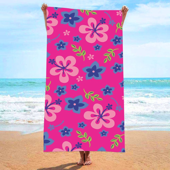 Ultra finom mikroszálas strandtörölköző, nedvszívó, mintás, 70x140cm