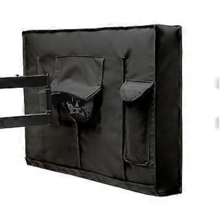 Husa protectie TV exterior 22-24 inch, material Oxford 600D, negru, cu laveta microfibra