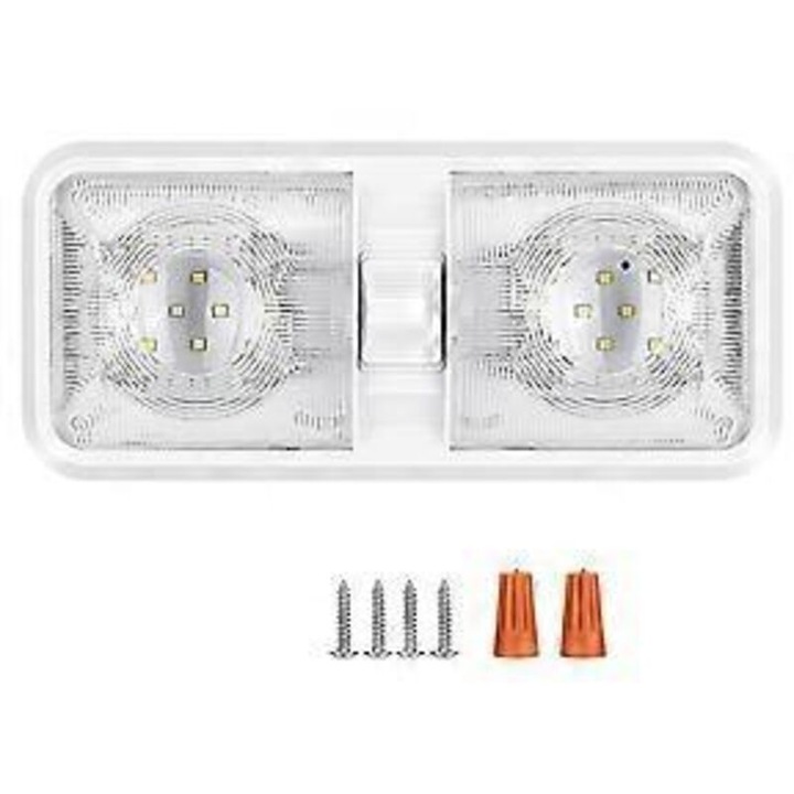 Lumina plafon LED 12V 8W, 600 lumeni, alb, 2 panouri, plastic