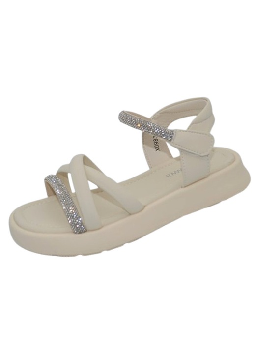 Sandale casual, cu strasuri si scai, pentru fete, Apawwa, ABX0983R, Crem 128758