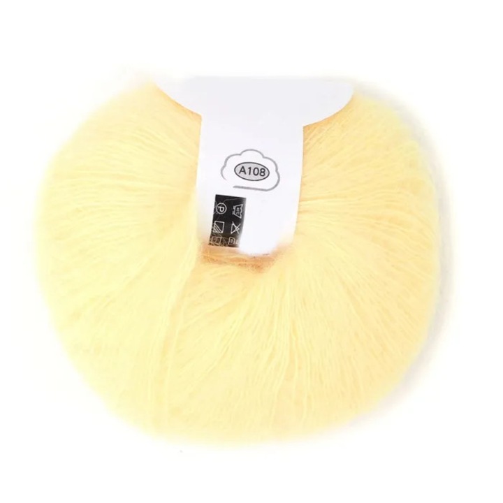 Angóra mohair gyapjúfonal, lila, 02 sárga, 100g