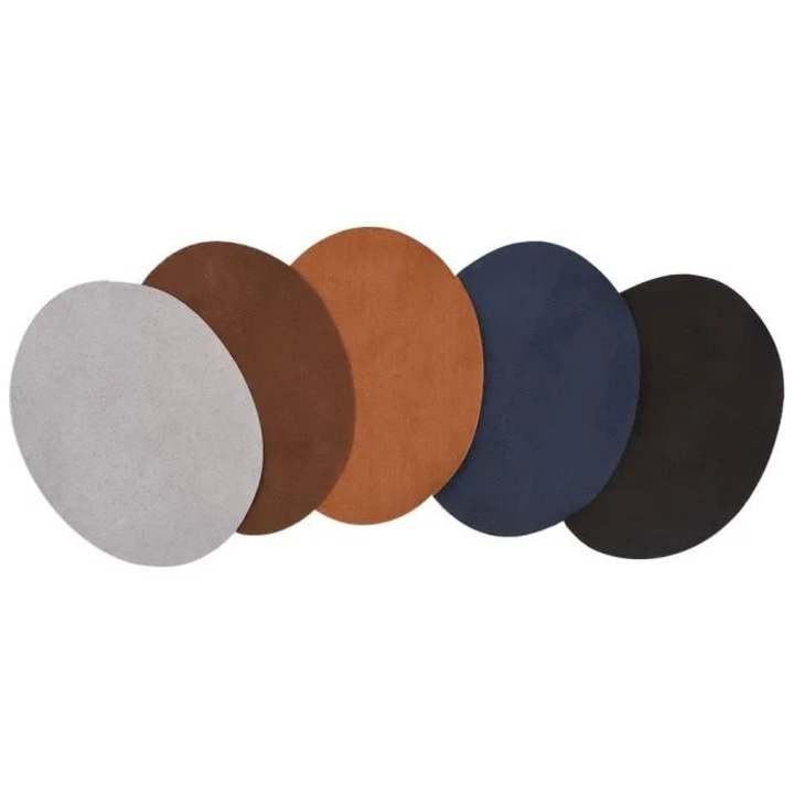 Set 10 patchuri ovale din piele PU, gri deschis, albastru