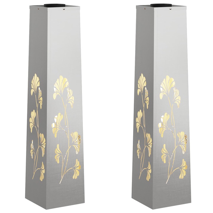 Set Lumina LED Solara pentru Alei 2 pcs vidaXL, Argintiu Otel inoxidabil