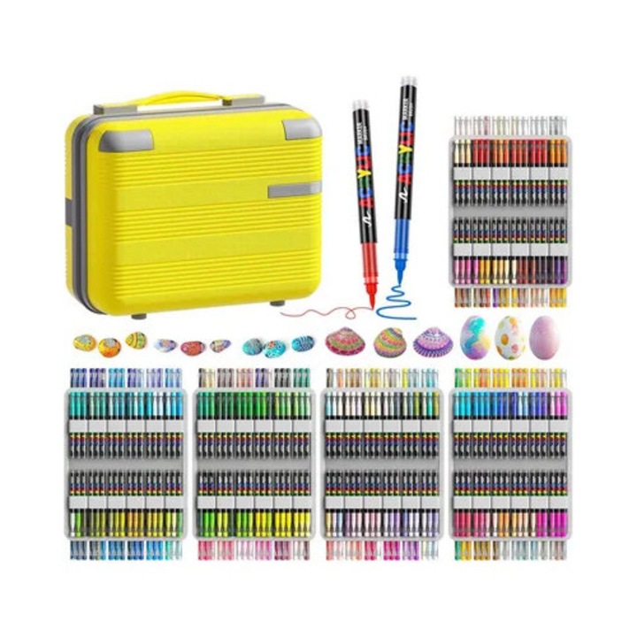 Set markere acrilice 360 culori vibrante multicolor 1-5mm