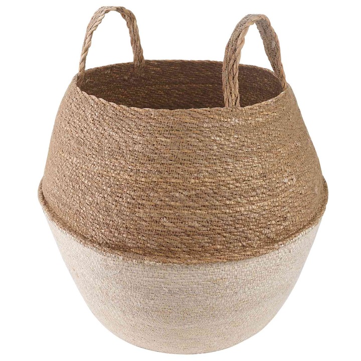 Vaza pentru plante cu manere vidaXL, Alb Ø 32 x 32 cm