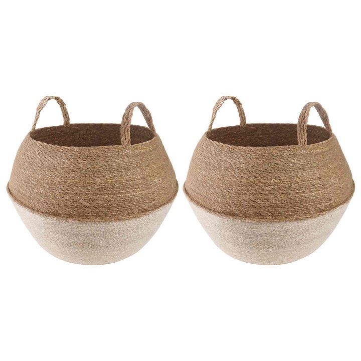Vaza pentru plante cu manere 2 pcs vidaXL, Alb Ø 45 x 36 cm
