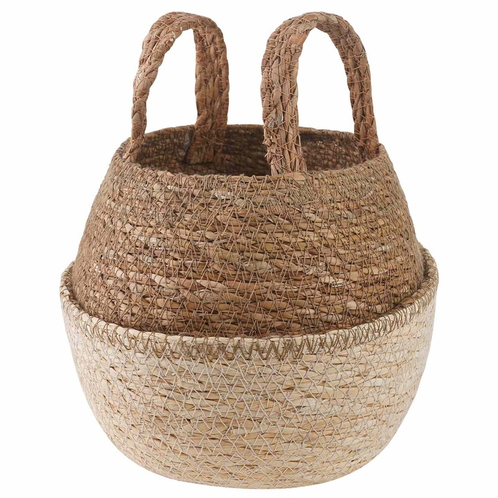 Vaza pentru vidaXL, plante cu manere Alb Ø 22 x 20 cm