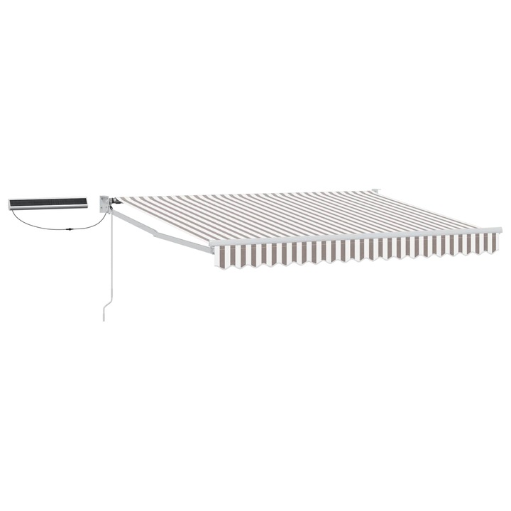 Cort electric retractabil vidaXL, Gri deschis si alb