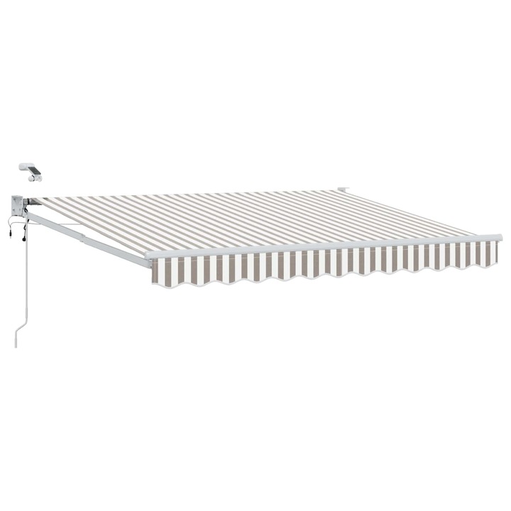 Cort electric retractabil vidaXL, Gri deschis si alb