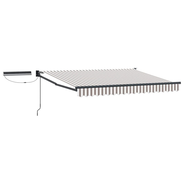 Cort electric retractabil vidaXL, Gri deschis si alb