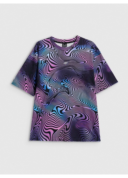 Tricou dama 4F, oversize, cu imprimeu, bumbac, multicolor, M INTL