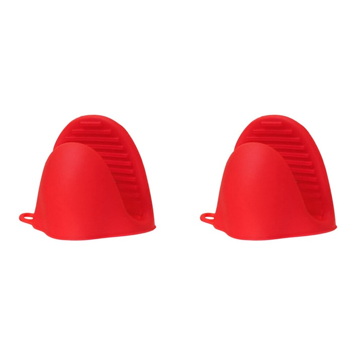 Mini szilikon sütőkesztyű, hőálló, piros, 2 db-os szett
