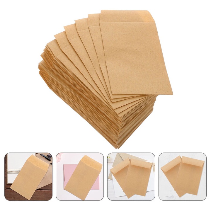 120 db papír boríték készlet, khaki, 11x6x0.1cm, apró tárgyak rendszerezéséhez