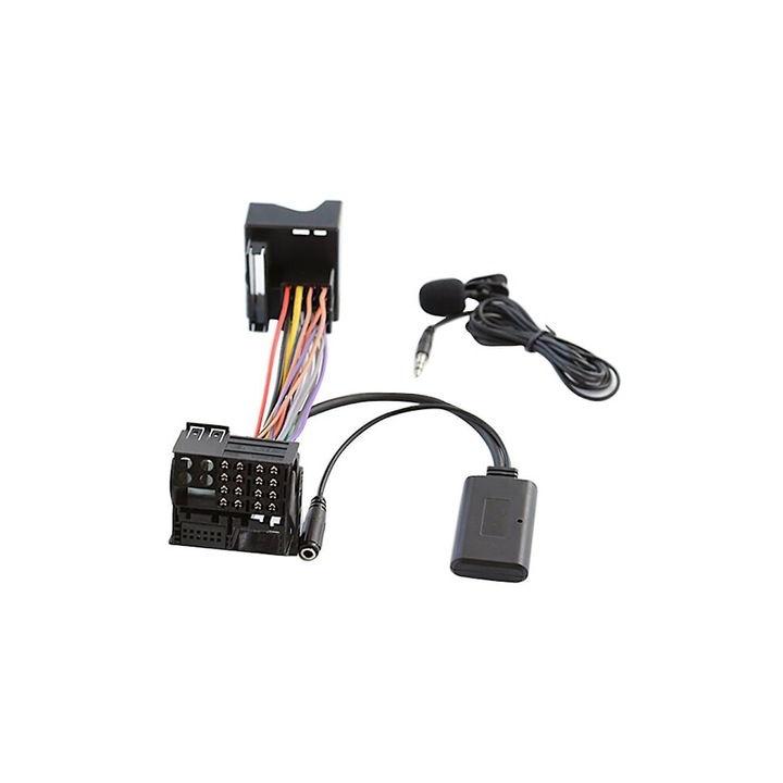 Bluetooth 5.0 kábel adapter mikrofonnal, fekete, 12V, univerzális autóba