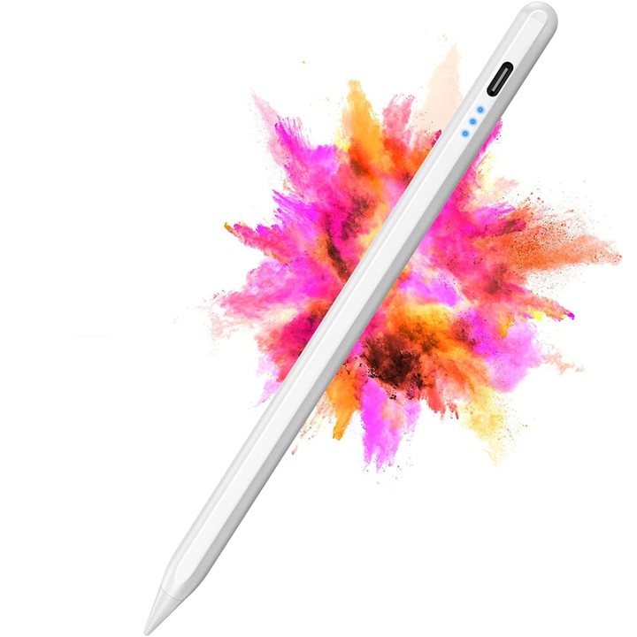 Stylus magnetic cu incarcare rapida, sensibil la inclinare, varf precis, negru, 15h autonomie