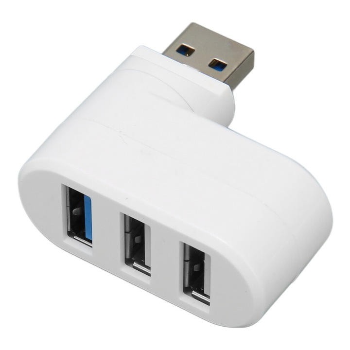 USB 3.0 forgatható hub, 3 portos, többszínű, 90x180°