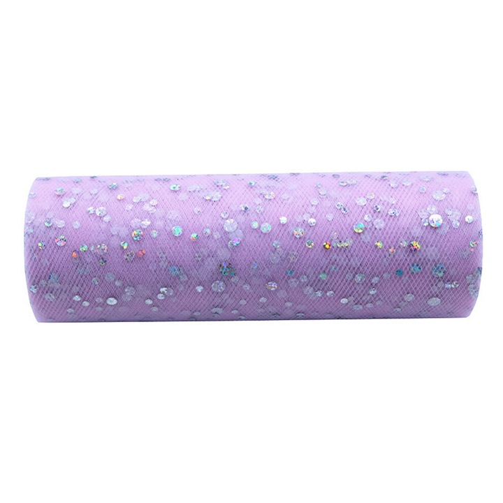 Rola tulle sclipitor, 15x900cm, poliester, multicolor