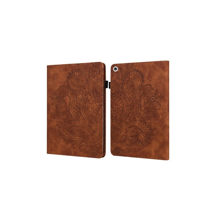 Husa piele Mandala maro pentru Lenovo Tab M10 HD 2nd Gen cu suport si sloturi carduri