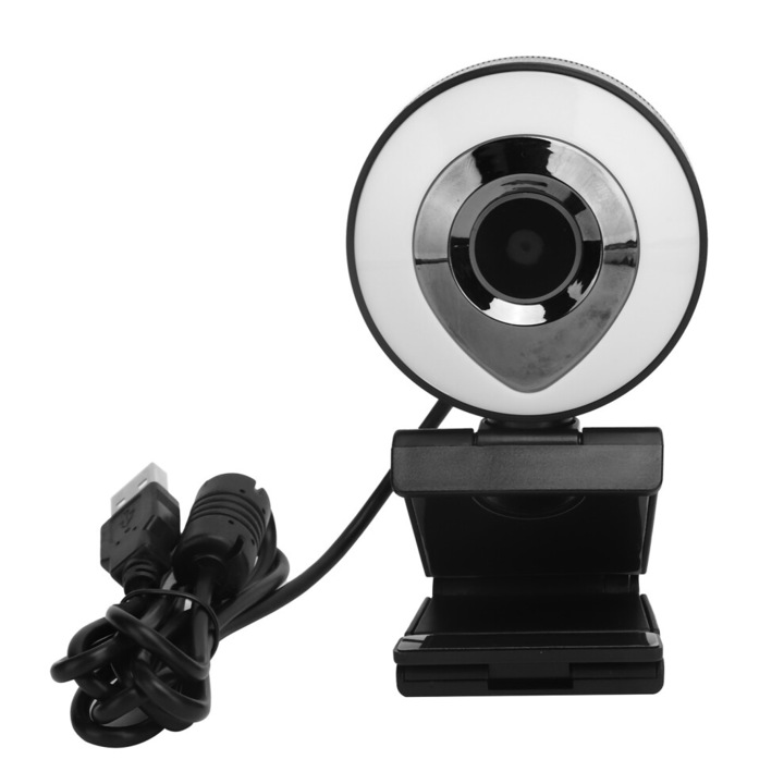 Camera web streaming autofocus corectie lumina Full HD iluminare incorporata