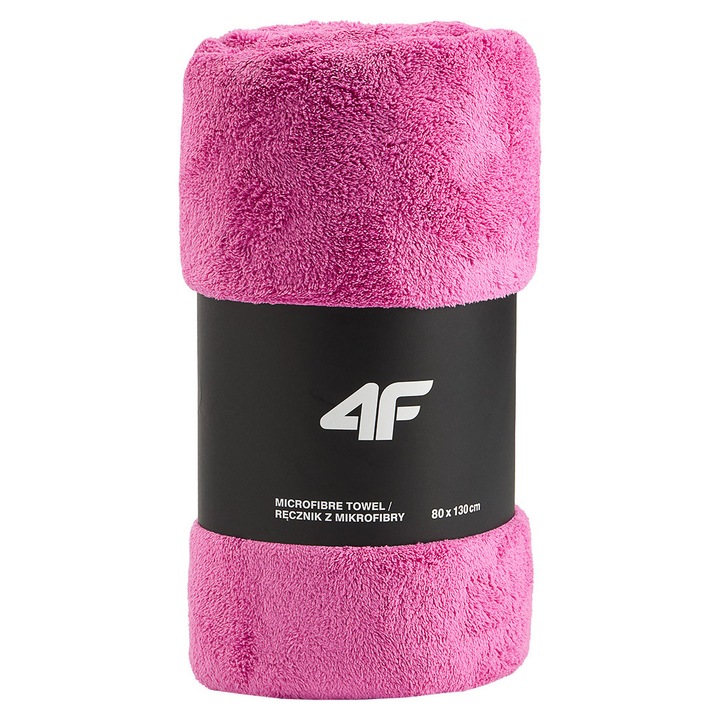 Спортна кърпа 4F от микрофибър, розова, 80x130см