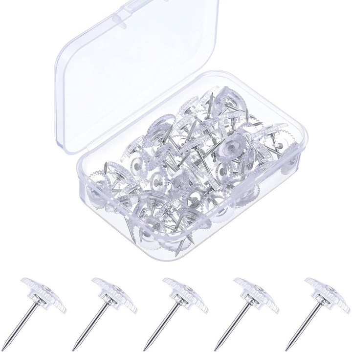 Pioneze decorative cu cap rotund transparent, usor de instalat si demontat