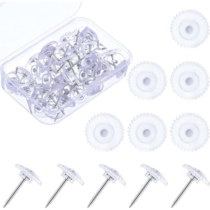 Pioneze decorative cu cap rotund transparent, usor de instalat si demontat