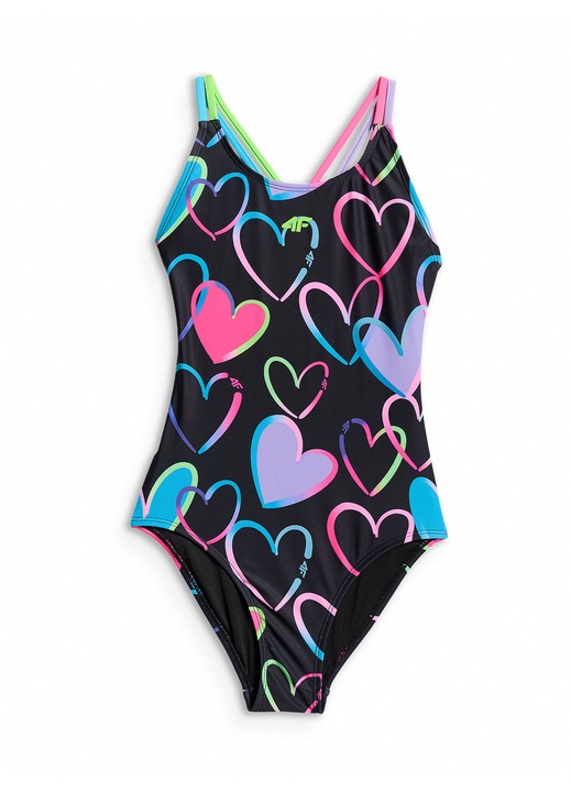 Costum de baie intreg pentru fete 4F, multicolor, uscare rapida, protectie UPF 30+, poliester/elastan