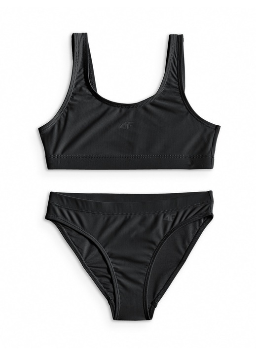 Costum de baie pentru fete 4F, doua piese, negru, bretele groase, uscare rapida