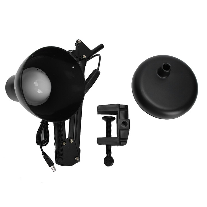 Lampa de birou cu clema, design modern, reglabila, lumina alba, usoara