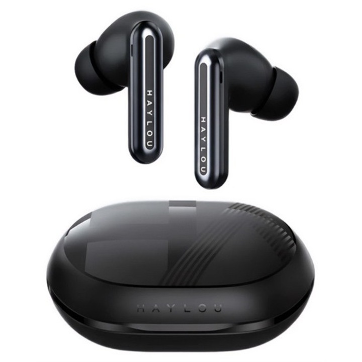 Haylou mori plus bluetooth fülhallgató sztereo, v6.0, tws, aktív zajszűrő, mikrofon + töltőtok, fekete