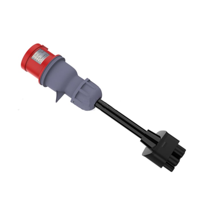Adaptor 5 pini 32A, rosu, pentru incarcator EV Tesla Model S 3 X Y Gen 2,universal 32A 5x5x10cm