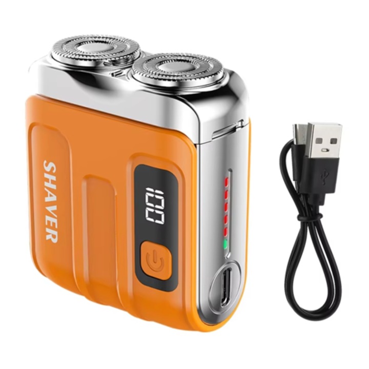 Aparat de ras electric portabil mini USB, unisex, compact, negru