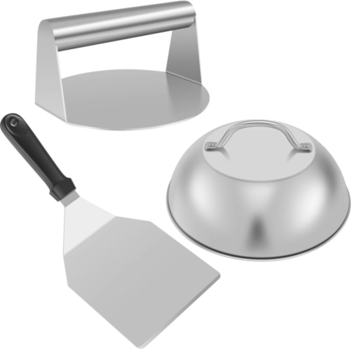 Kit burger, presa burger, spatula metalica, negru