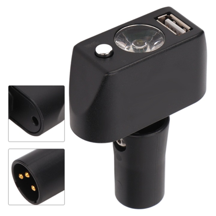 Lampa electrica pentru scaun cu rotile, USB, unghi reglabil, negru