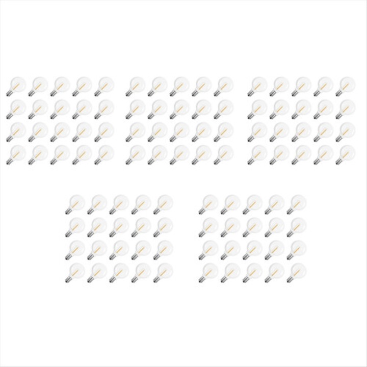 100 db G40 LED izzó készlet, E12, törésálló, átlátszó, 3V