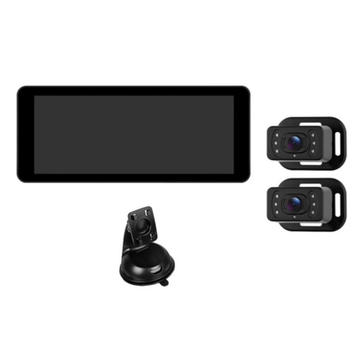 Camera auto pentru copii, 2 camere, ecran IPS 6.86 inch, negru