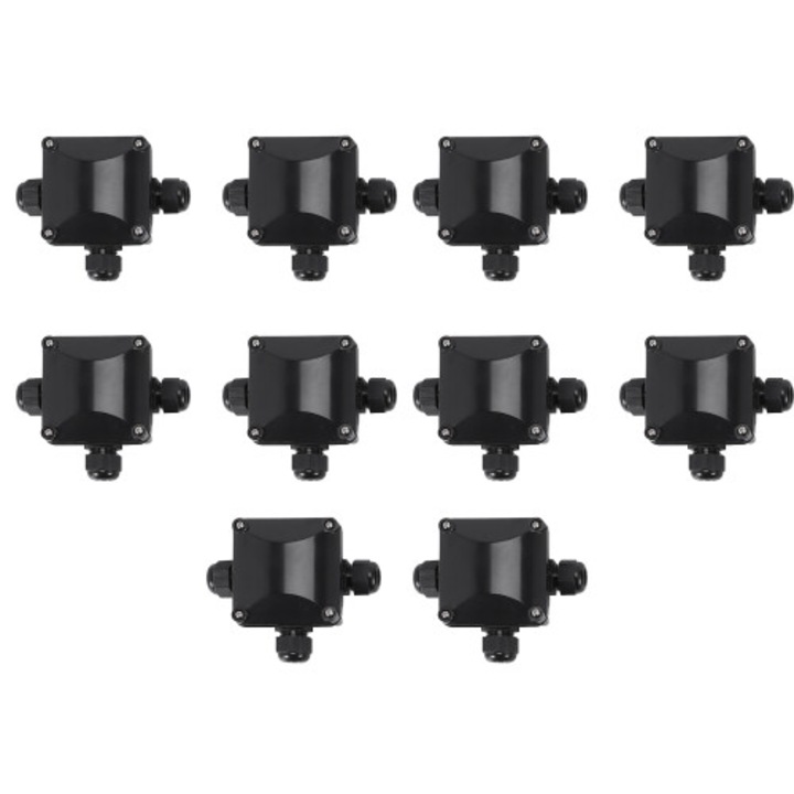 Cutie de jonctiune 3 cai, IP68, negru, 115x95x50mm, set 5 bucati