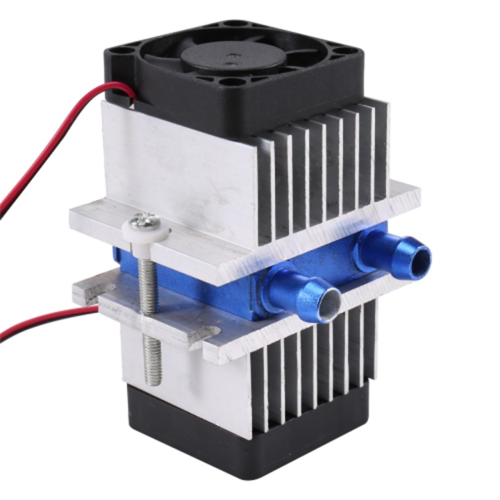 Set mini aparat aer conditionat termoelectric, argintiu-albastru, 98x60x46mm