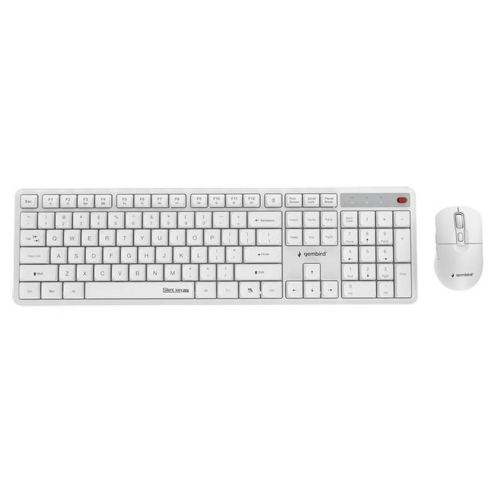 Gembird KBS-WMS-01-W vezeték nélküli billentyűzet és egér, fehér, 2,4GHz US