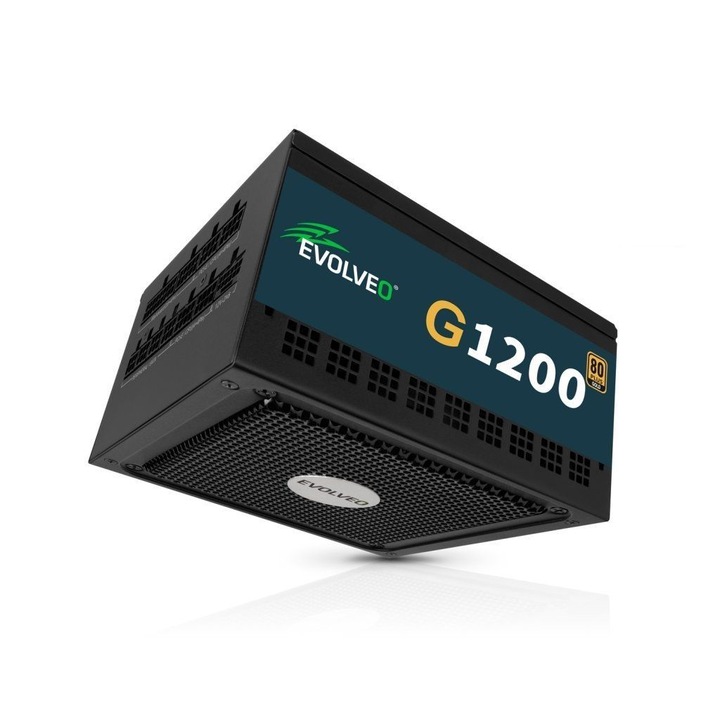 Sursa PC Evolveo G1200 1200W 80+ Gold modulara neagra 14cm