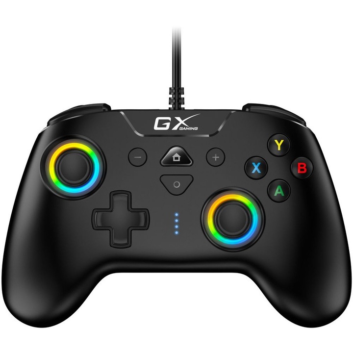 Gamepad Genius GX-23UV, negru, USB, joystick analog, RGB, vibratii