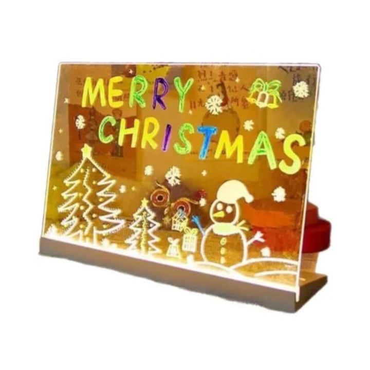 LED дъска за рисуване, акрил, 15x15см, 7 цвята, за многократна употреба