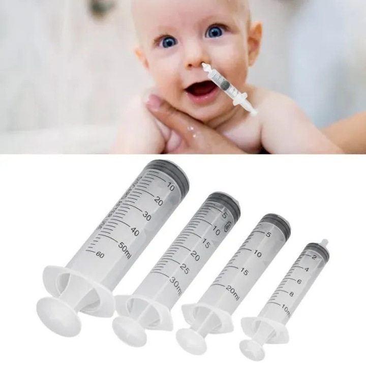 Seringi nazale bebelusi set 4 piese silicon 10ml 20ml 30ml 60ml