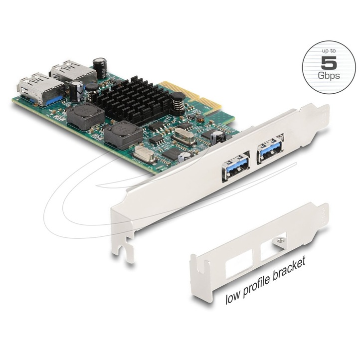 Placa PCI Express DeLock x4, 4x USB 3.0, profil redus
