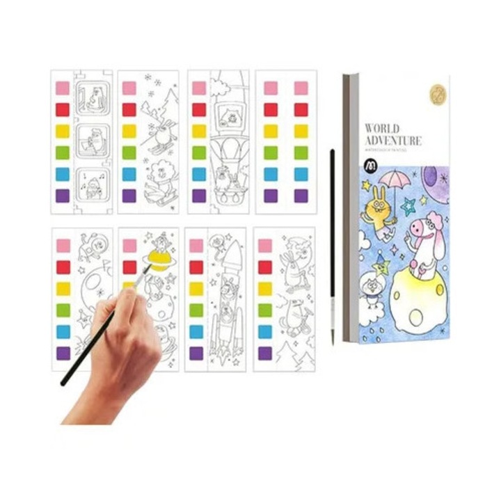 Carte de colorat acuarela, pentru copii 4-8 ani, multicolor
