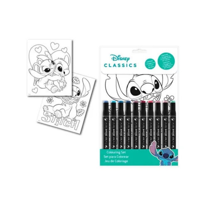 Carte de colorat copii Disney Stitch, negru, 3-6 ani