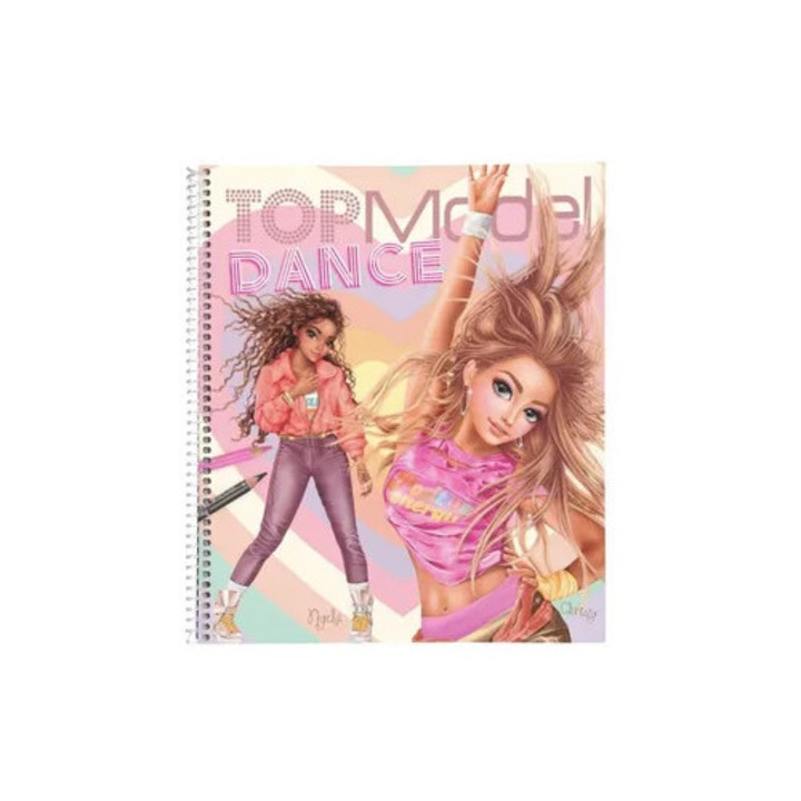 Carte de colorat si design TOPModel Dance, autocolante, sabloane, 29x25.5x1.5cm, multicolor